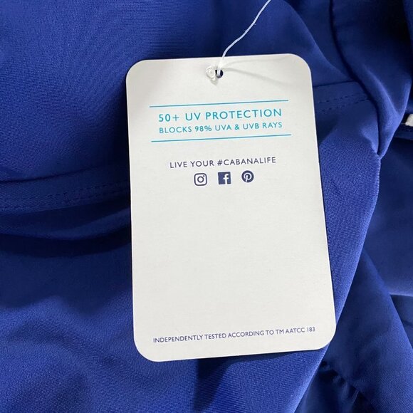 Cabana Life‎ Tankini Swim Top Womens Small Blue Embroidered Neck NWT SW-1845 - Picture 6 of 7